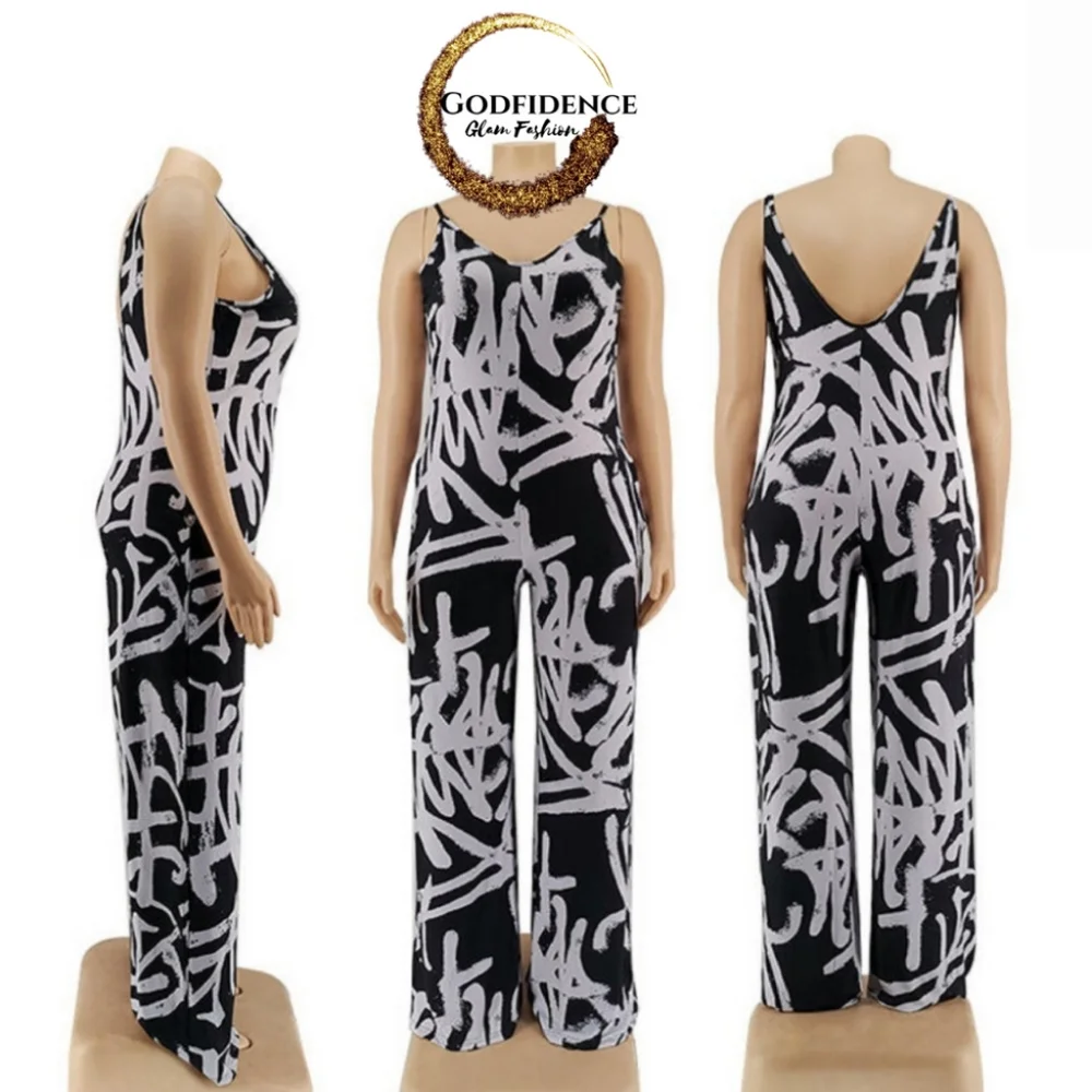 Plussize Printed Jumpsuit - Picture 3 of 4